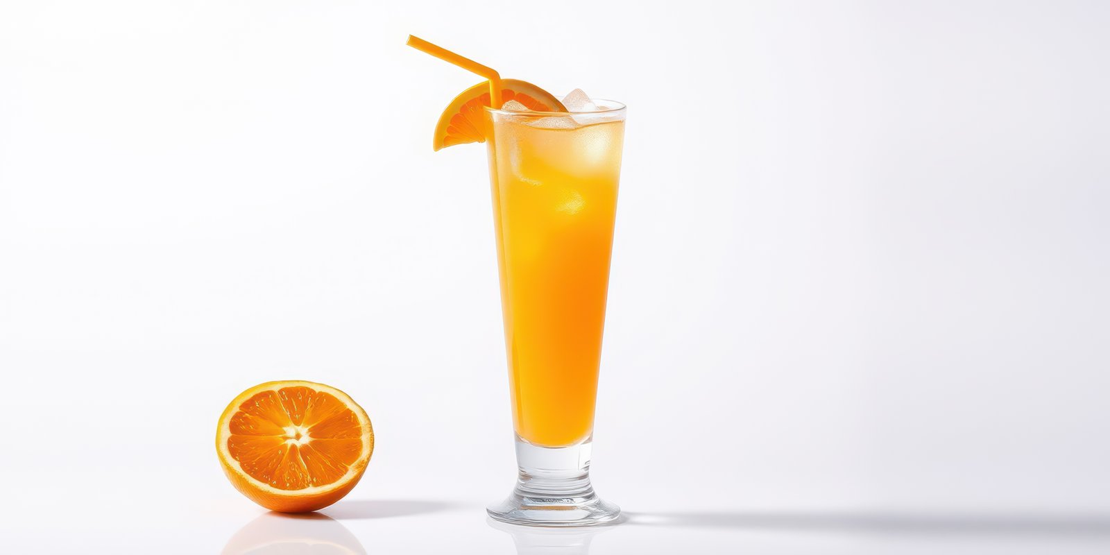 Refreshing citrus drink served in a tall glass with ice and vibrant orange garnish